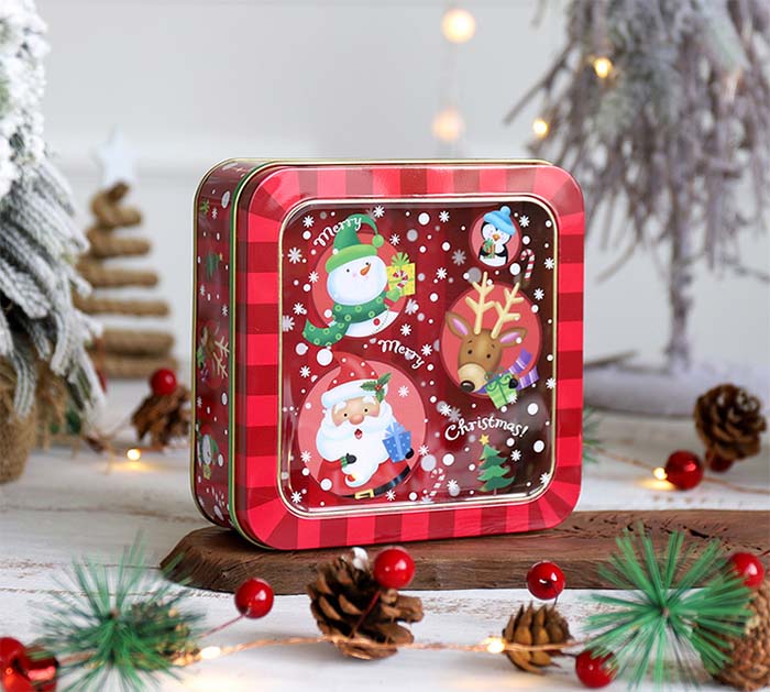 圣誕節(jié)禮品開(kāi)窗糖果鐵盒